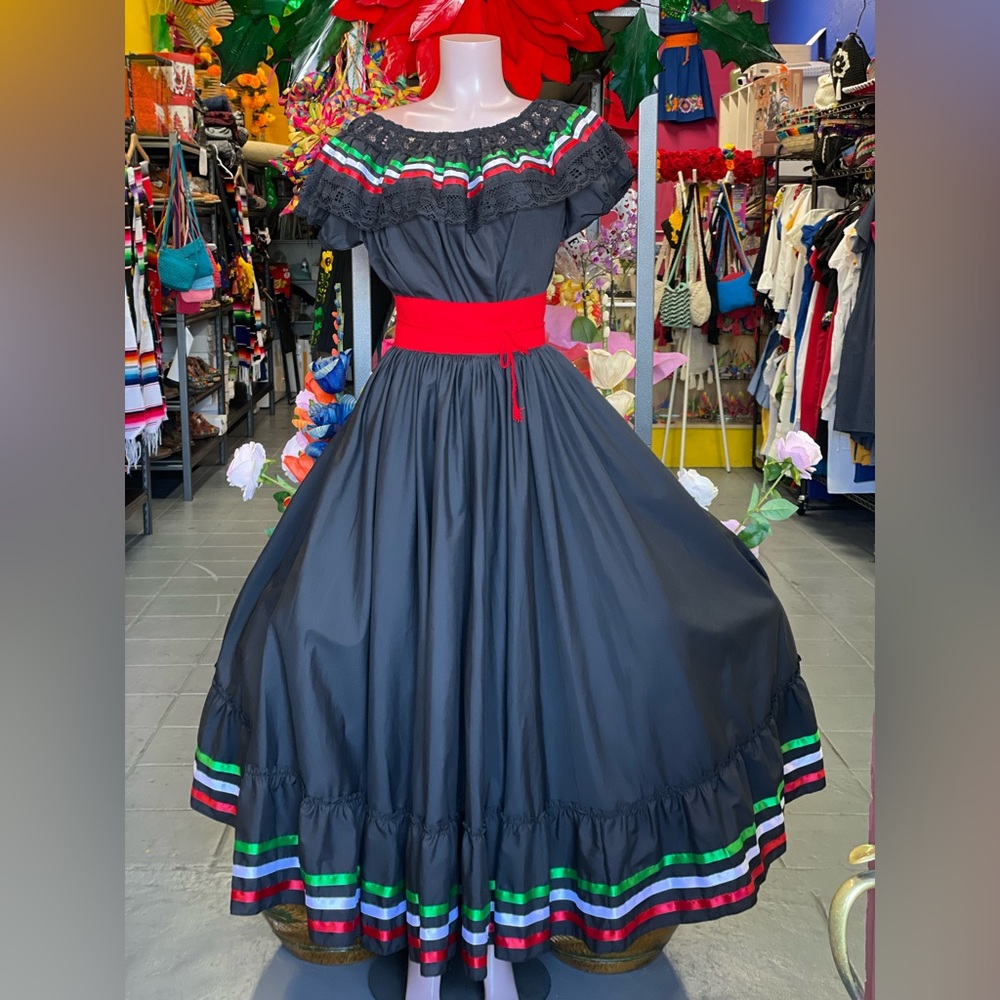 3 piece set Folklore Mexican Solid  skirt ,blouse and faja